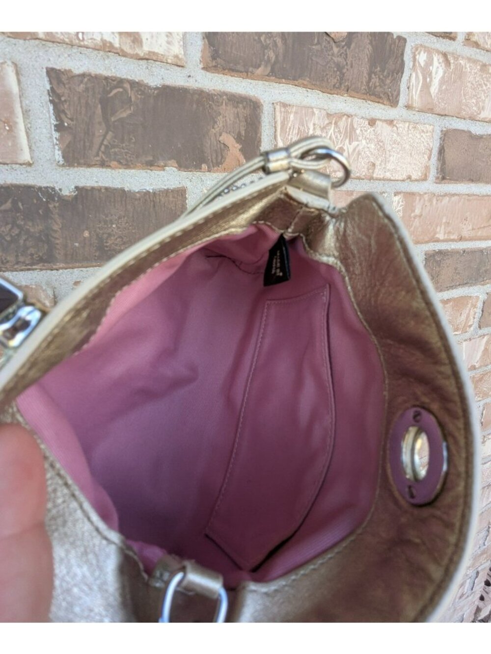Vintage Y2K Coach Signature Turn Lock Convertible Wristlet Mini Bag Gold Silver - Picture 3 of 12